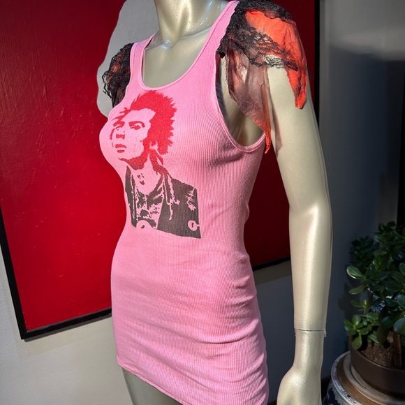 Sid Vicious punk rock Sex Pistols goth rave Harajuku flutter sleeve tanktop m - Picture 8 of 17